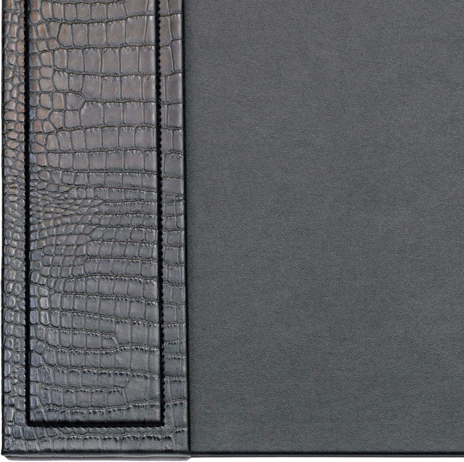 Dacasso Black Crocodile Embossed Leather Desk pad with Side-Rails, 25.5 by 17.25 Inch