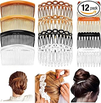 12Pcs French Side Hair Combs and Slides With Fine Hair - Twist Decorative Accessories for Women and Girls - Bridal Wedding