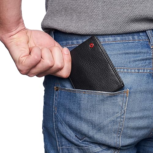 Miniatura 4 de Alpine Swiss RFID - Cartera de piel con 2 compartimentos para documentos de identidad, con ventana dividida, sección para billetes, en caja de regalo