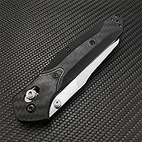 Vista 6 de EDC Folding Pocket Knife For Men, Satin Plain Edge Reverse Tanto Blade, Black Grivory Fiberglass Super Lightweight Handle With Belt Clip, Everyday