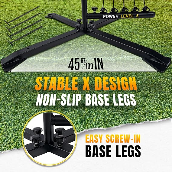 Yes4All Baseball Practice Training Equipment, 5 Elastic Bowstrings Softball/Baseball Hitting Trainer for All Ages, Adjustable Height & Portable Baseball Batting Practice Swing Trainer