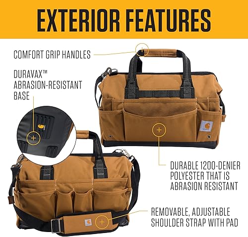 Miniatura 2 de Carhartt Onsite Bolsa de herramientas, duradera resistente al agua, bolsa de almacenamiento de herramientas, pesada, 16 pulgadas, 30 bolsillos, negro