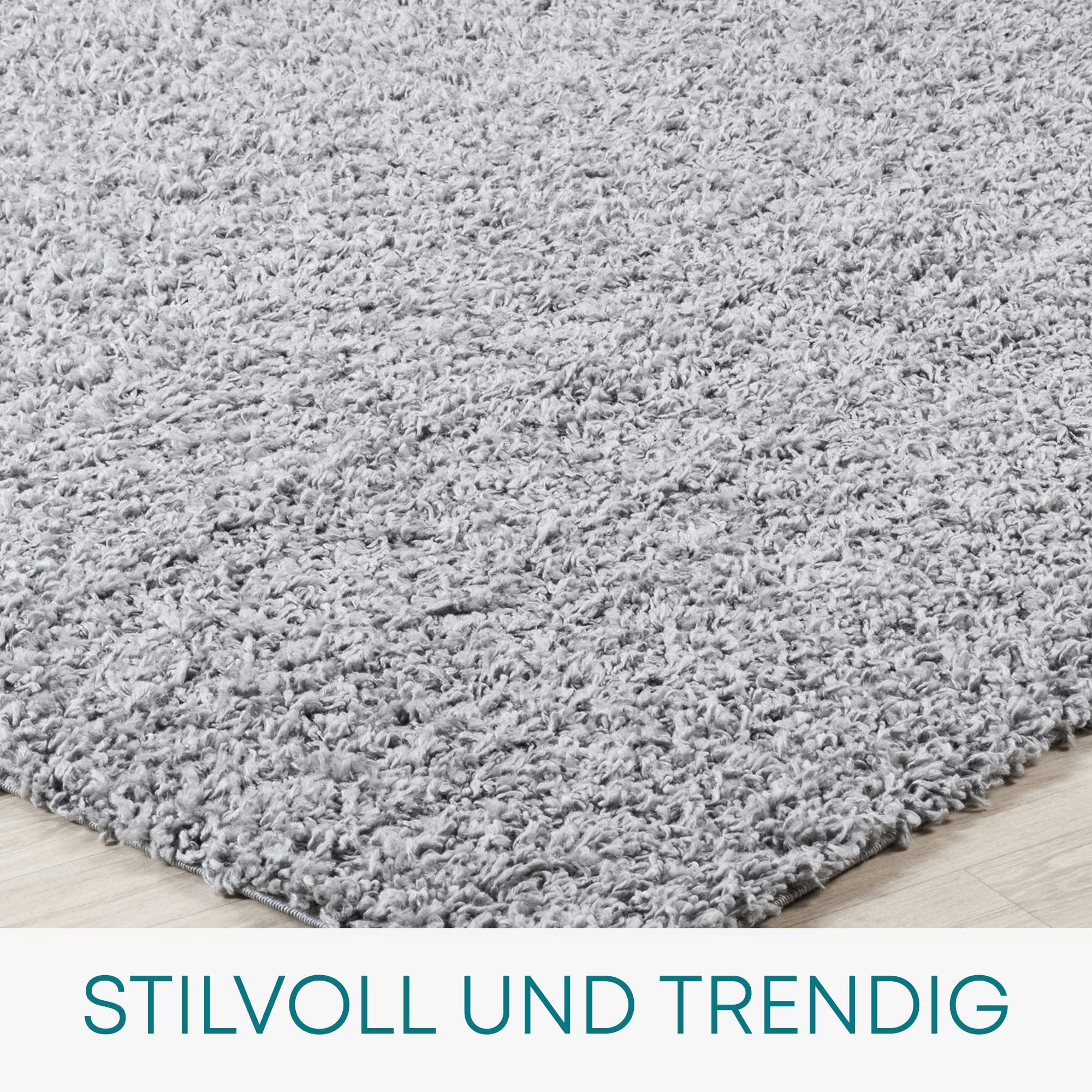 Surya Home Shaggy Berber Teppich - Flauschiger Teppich für Wohnzimmer, Esszimmer, Schlafzimmer, Langflor Hochflor Teppich flauschig - Teppich groß 160x220 cm, Wohnzimmerteppich in Grau