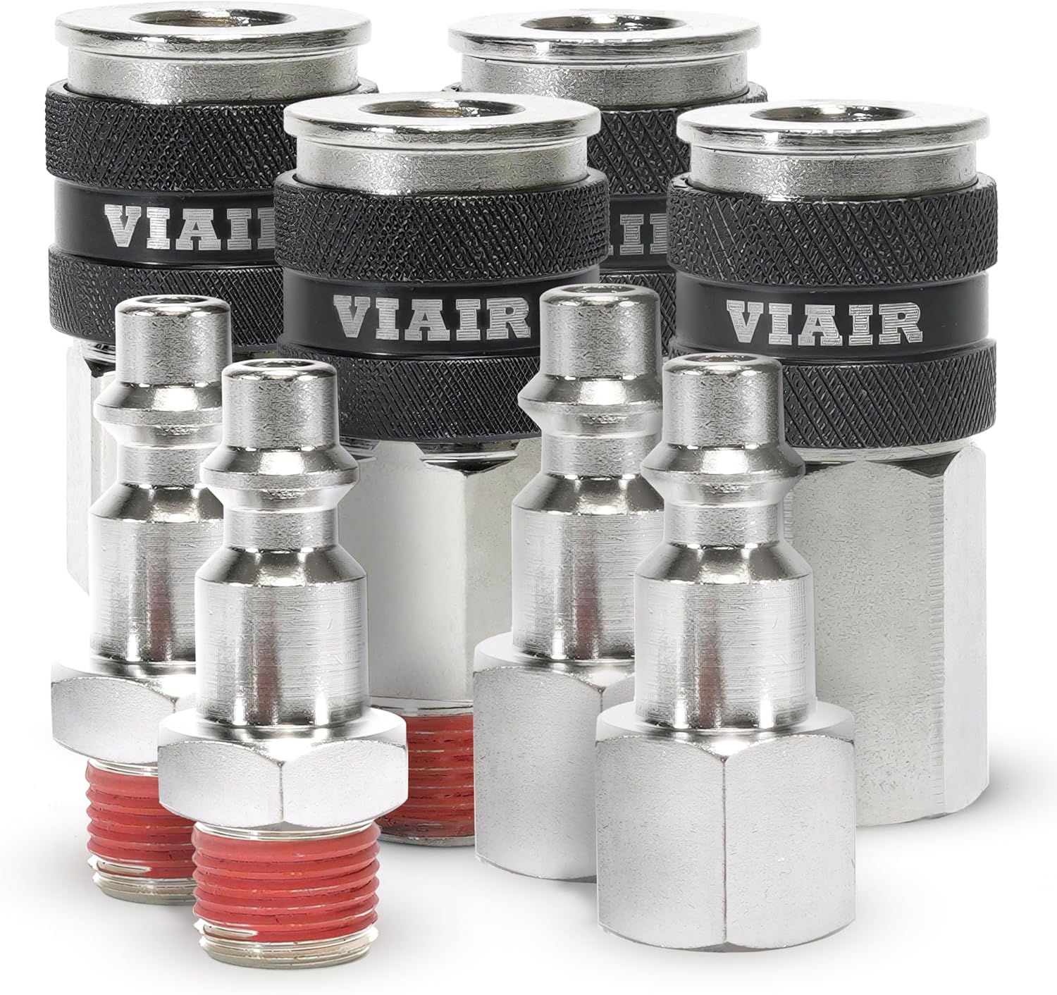 Couplers 1/4" NPT M (2) & F (2), Quick Connect Studs 1/4" M (2) & F (2), With VIAIR LOGO