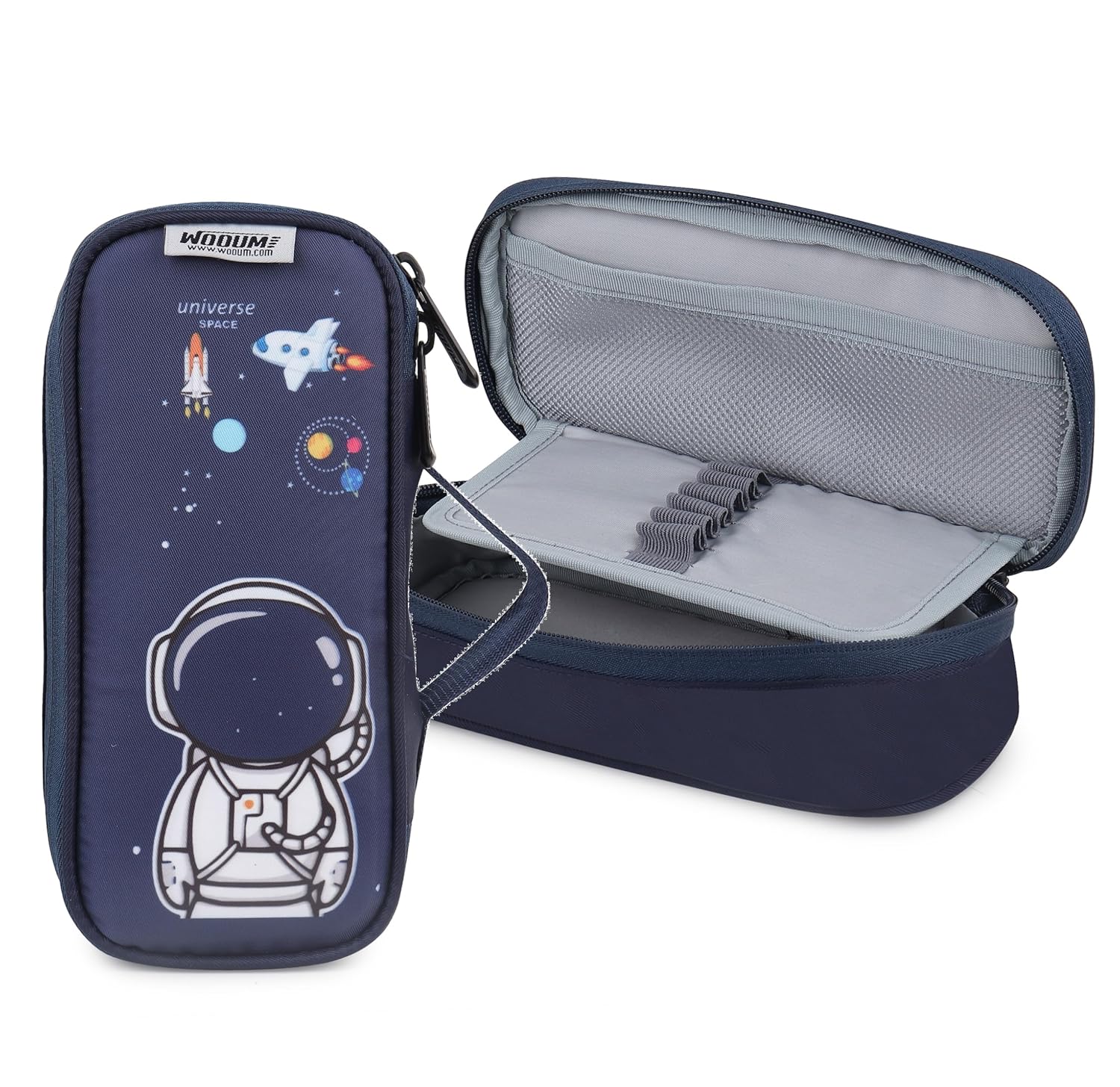 Wooum Astronaut Pencil Case – Large Capacity Holds 60 Pens & Pencils | Mesh Pocket with Zipper | Elastic Holders Strong Metal Zipper | Perfect for School & Travel (Astronaut Navy Blue) Wooum Astronaut Pencil Case – Large Capacity Holds 60 Pens & Pencils | Mesh Pocket with Zipper | Elastic Holders Strong Metal Zipper | Perfect for School & Travel (Astronaut Navy Blue)