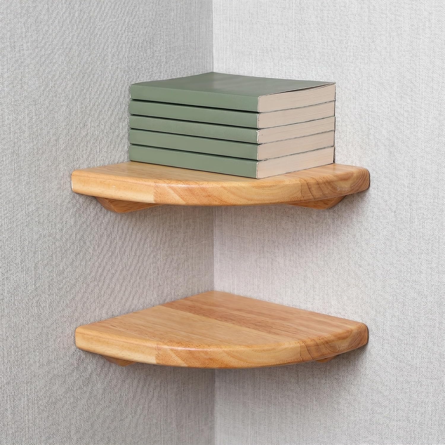 Operitacx 2pcs Corner Shelf Wall Mount - Wood Corner Hanging Shelves - 6.69 inches Fan-Shaped Decorative Display Stand for Collectibles Figurines Crafts Exhibition