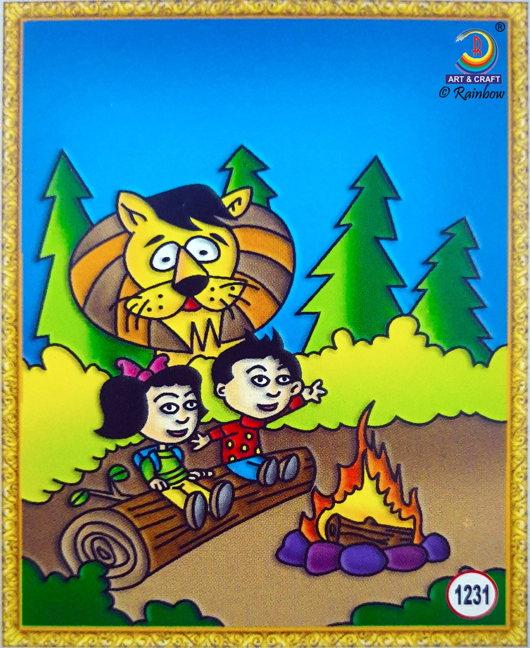 Rainbow DIY - Fiberglass Painting Kit, Campfire Picnic, Medium (7.75x10.5 inch), Design No. 1231