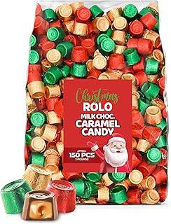 Christmas Milk Chocolate Caramel Candy, Rich, Creamy Milk Chocolate with Smooth Caramel, Red Green Gold Wrapped, Bulk Pack 2 lb (Approx. 150 Pieces) | Festive Stocking Stuffers, Party Favors, Baking & Decorating Treats