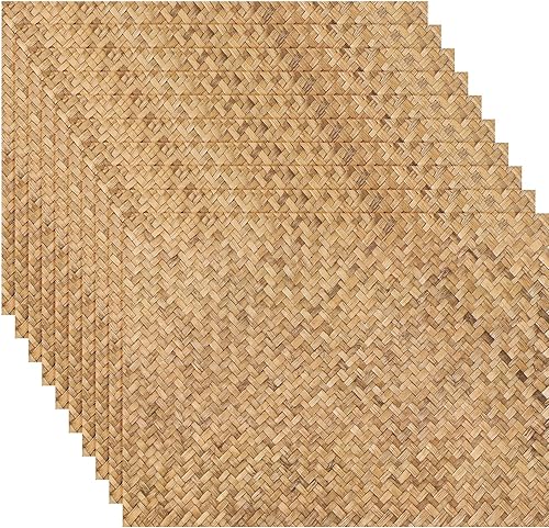 Vista 8 de Geyee 100 manteles individuales de papel de ratán, desechables, de mimbre, impresos, para platos de cena, patrón tejido, rectangular, para comedor