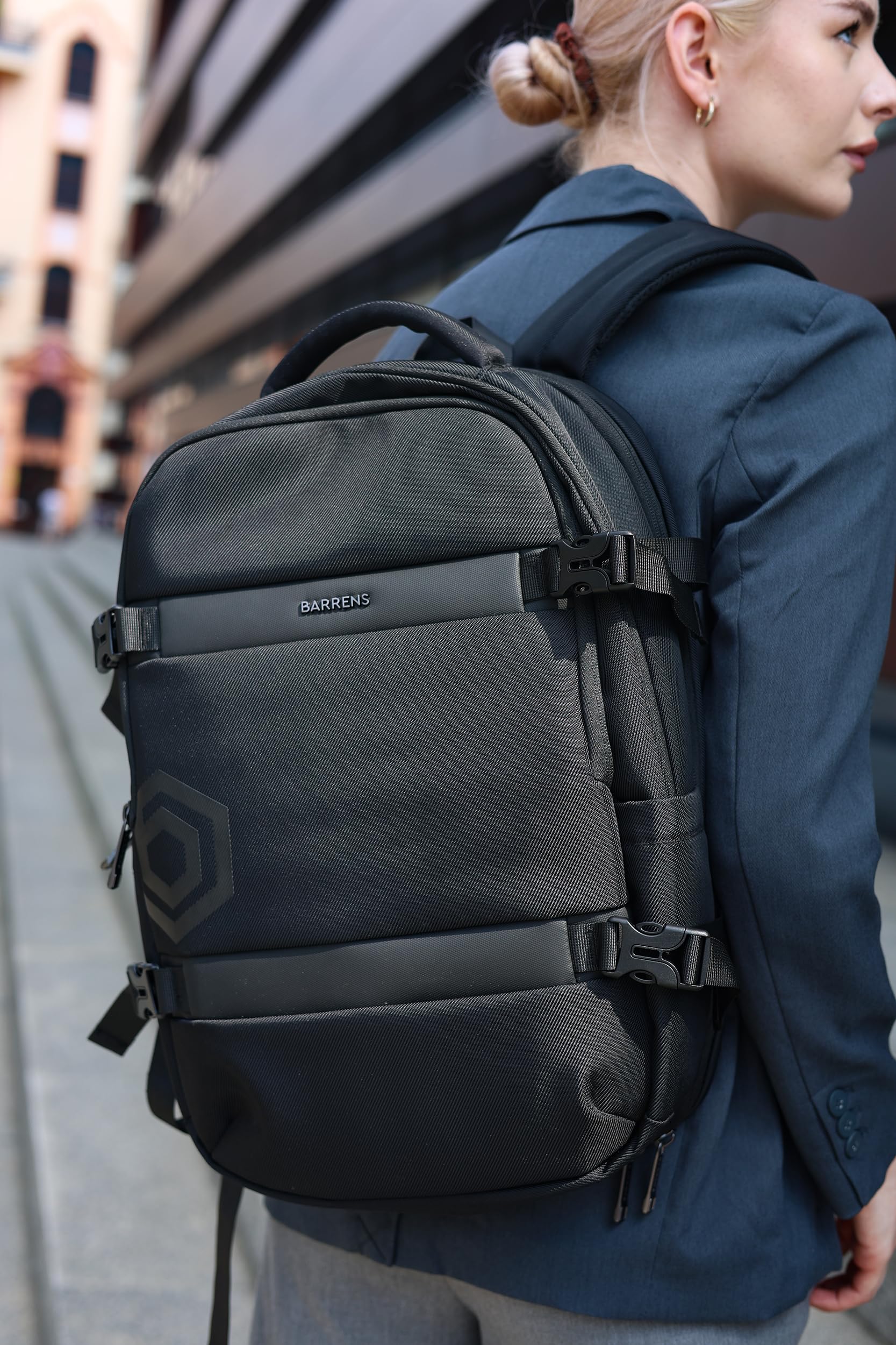 BARRENS Zaino Laptop Uomo Lavoro 15.6 Laptop Pollici, Business Backpack Impermeabile Grande Zaino Scuola con Trolley Strap (Nero)