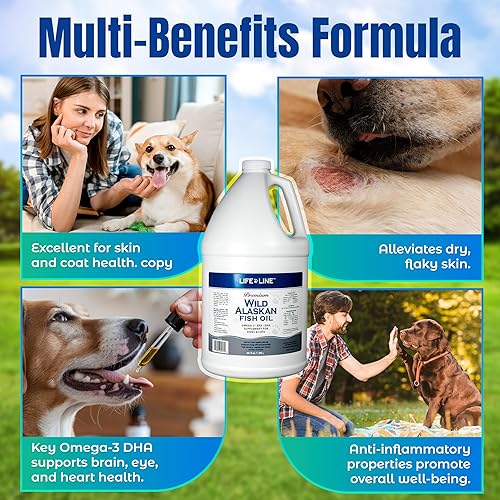 Miniatura 3 de Life Line Pet Nutrition Suplemento omega-3 de aceite de pescado salvaje de Alaska para piel y pelaje, apoya la salud cerebral, ocular y cardíaca en