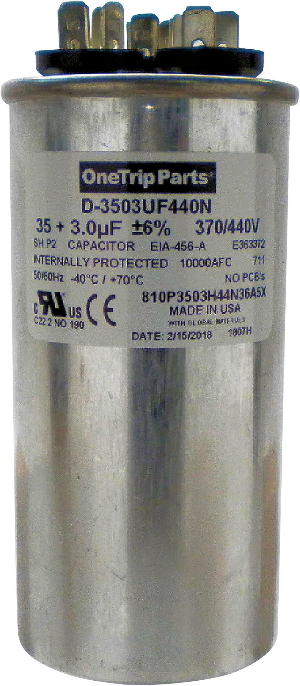 USA Run Capacitor 35+3 UF 35/3 MFD 370 VAC / 440 VAC 2 Inch Round Heavy Duty