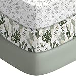 Yoofoss Baby Crib Sheets for Boys Girls, Fitted Crib Sheet 2 Pack for Standard Crib and Toddler Mattress, Super Soft Polyester Baby Sheet 28x52x8in(Green-Brown)