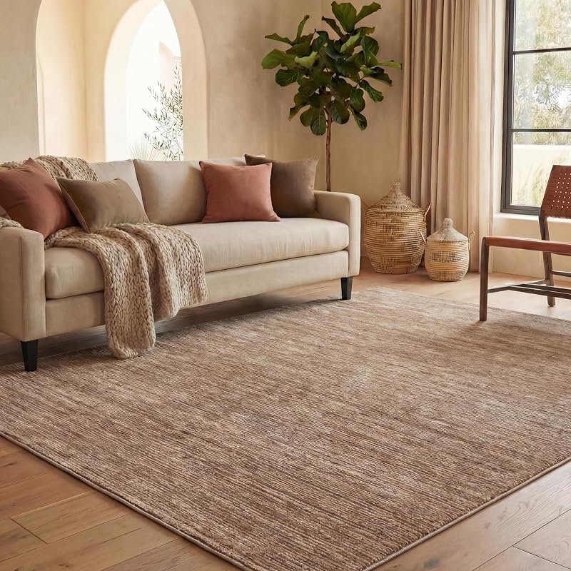 SAFAVIEH Area Rug 8x10 - Vision Collection - Large - Light Brown, Modern Ombre Design, Non-Shedding & Easy to Clean, Ideal for Living Room, Bedroom, Dining Space (VSN606C)