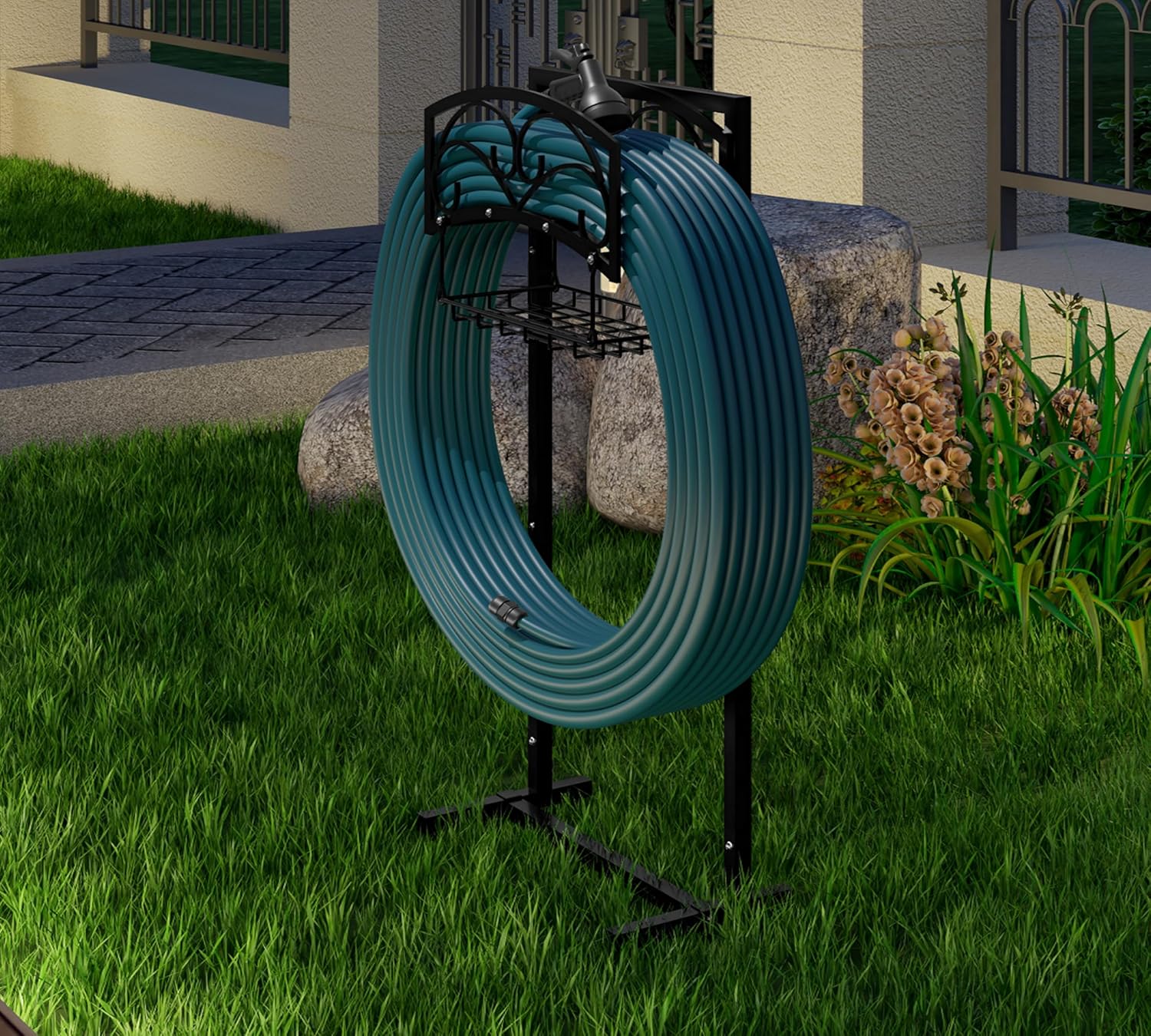 Fire Beauty Garden Hose Holder,Freestanding Water Hose Holder,In ground Hose Rack Organizer for Outdoor,Detachable Water Hose Holder Stake,Hose Reel Stand,Hose Hanger Rack for Lawn Yard