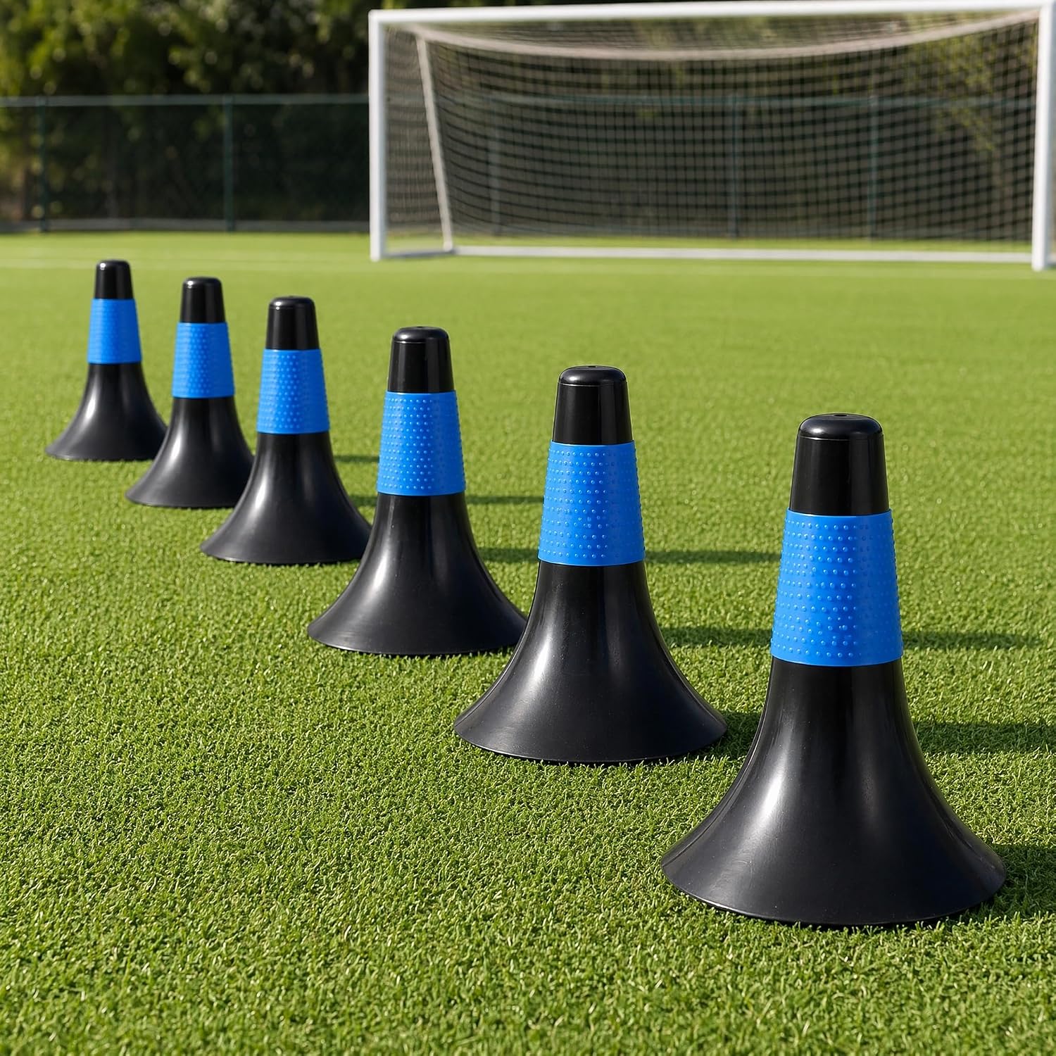 Totority Soccer Training Cones, 6Pcs Multi-Color Agility Markers - Impact-Resistant Sports Cones for Football & Basketball Practice - Stable Square Base for Kids Roller Skating & Field Drills,9-Inch