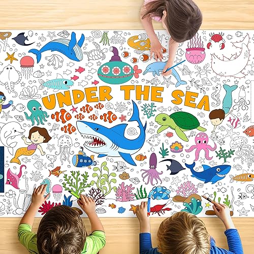 Miniatura 12 de Groovy - Mantel para colorear para niños, póster colorido de 30 x 72 pulgadas con letreros de paz, margarita, diseños retro, perfecto para juegos de