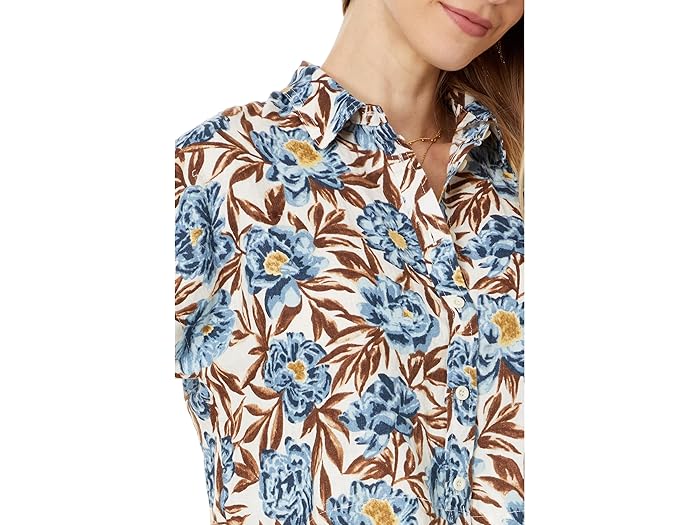 Crop Dolman Shirt in Floral 100% Linen - Image 4