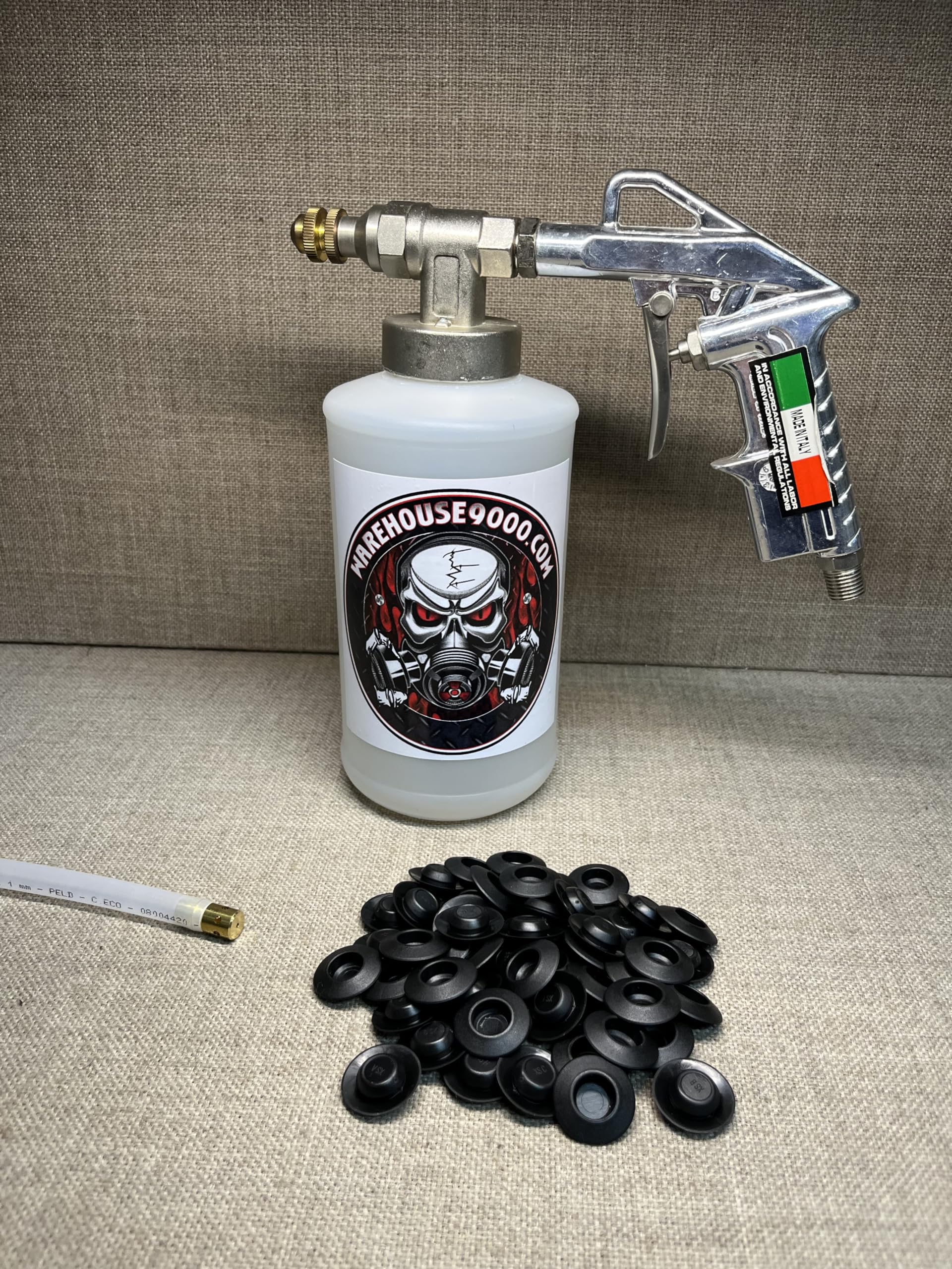 Pro Undercoating Spray Gun, 360 Wand, 1 Quart Bottle, and 50 Rust Plugs