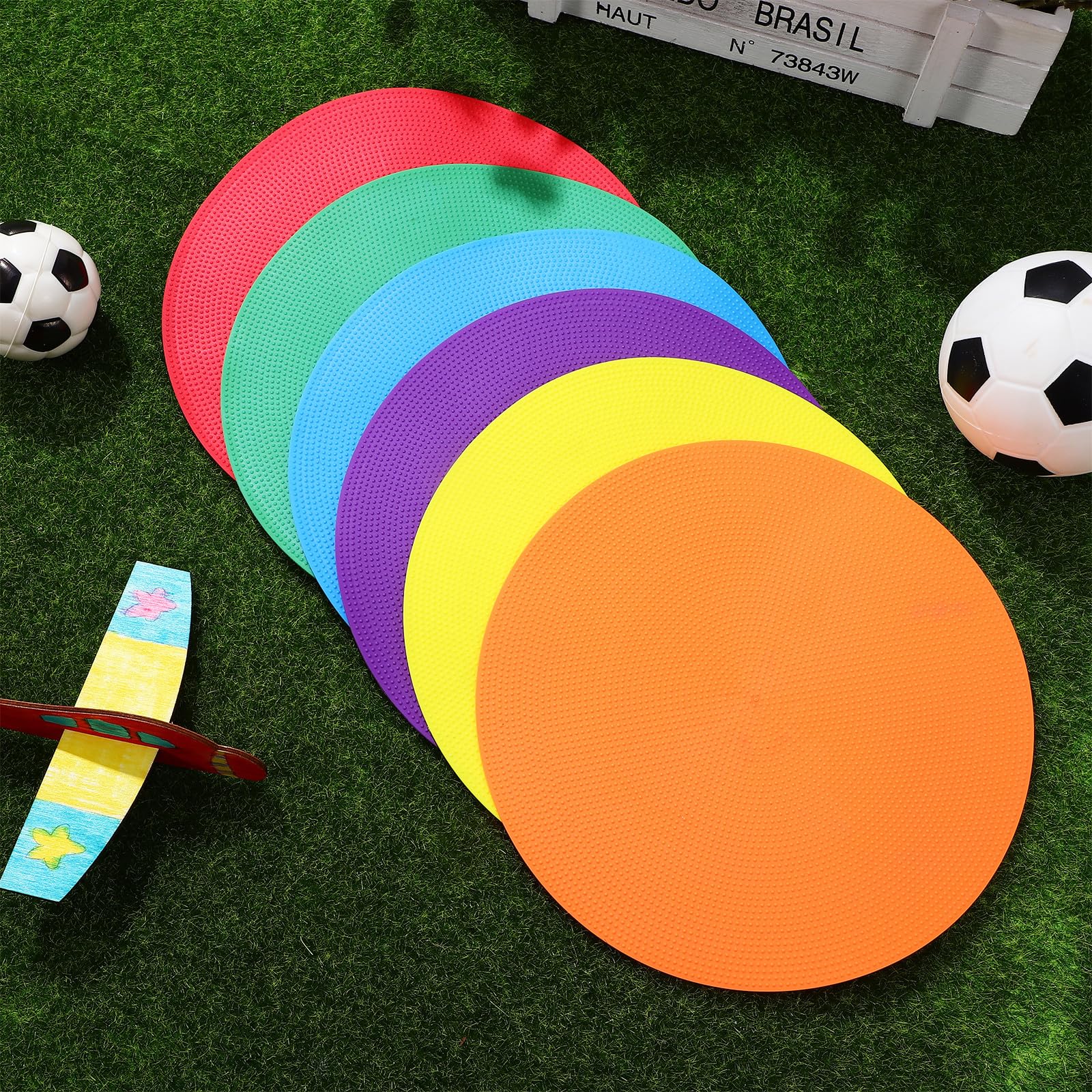 6 Stück rutschfeste Punktmarker aus Robustem Kunststoff 23cm Flache Bodenmarkierungen in Leuchtenden Farben für Agilitätstraining Fußball und Kindersport