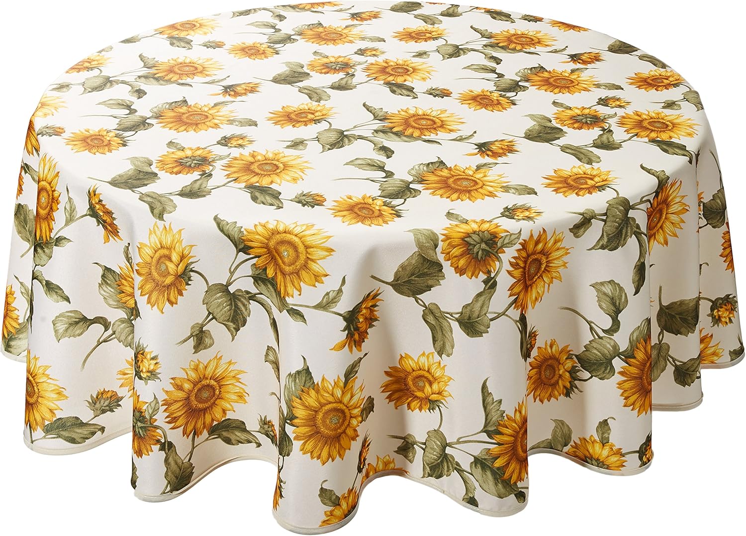 Classic Euro Sunflower Tablecloth with Large Sunflowers Design, 60