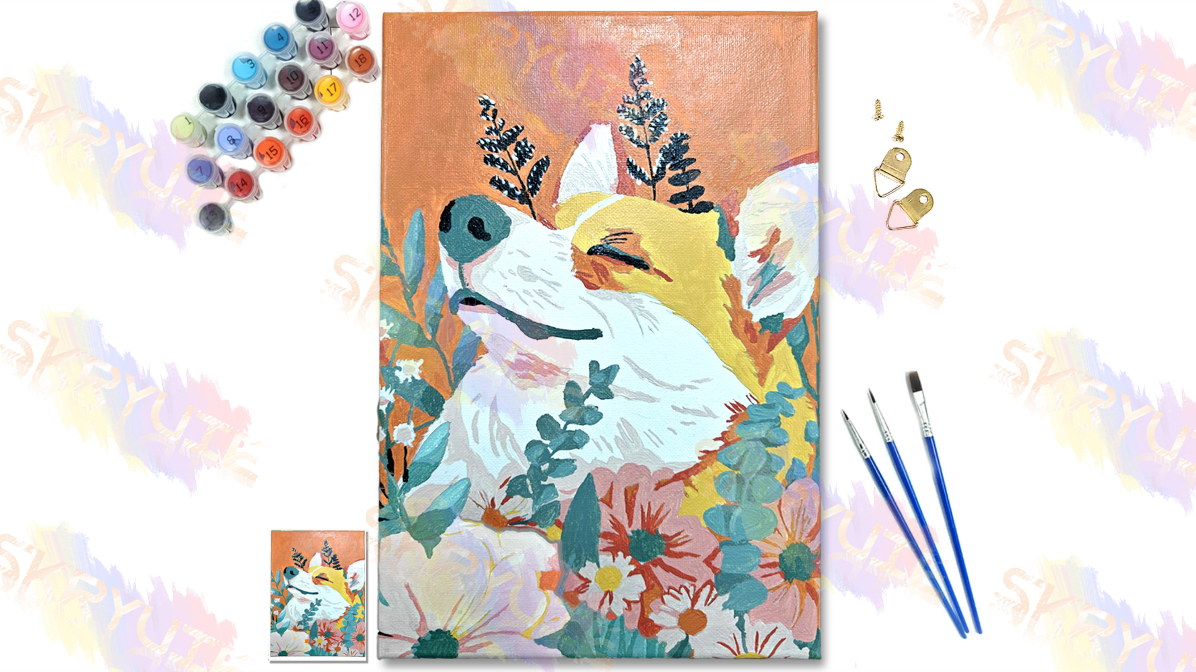 SKRYUIE Paint By Numbers Kit For Adults - Scenery Hut On 16x20 Inch Canvas With Brushes & Paints - View #2