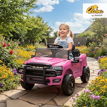Qaba 12V Kids Ride on Car Licensed Dodge RAM 3500 for Kids Pink