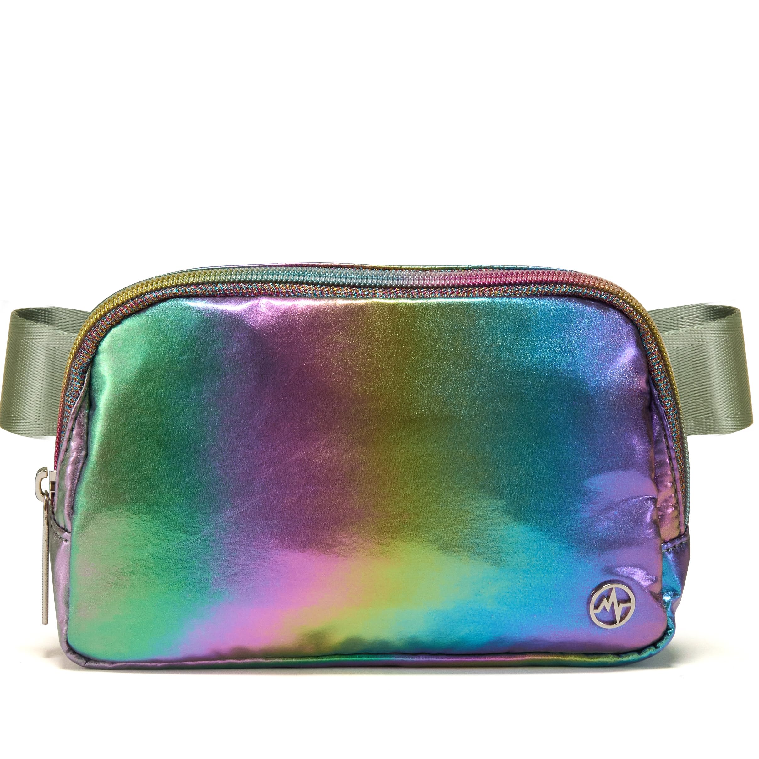 Pander Everywhere Crossbody Bag Iridescent Polyester Sling Belt Bag with Adjustable Strap