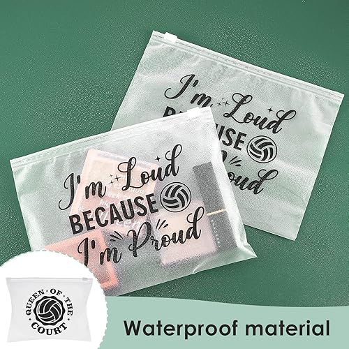 Miniatura 4 de Saintrygo Bolsa de voleibol de 54 piezas de EVA mate, pequeña bolsa de maquillaje con palabras, regalos de voleibol, bolsas de fiesta de voleibol,