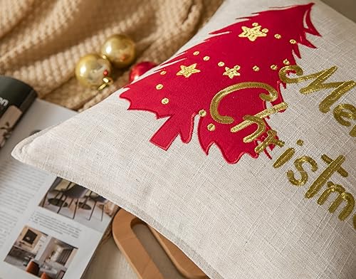 Miniatura 4 de Fundas de almohada navideñas de 20 x 20 pulgadas, fundas de almohada bohemias para sofá cama, paquete de 2 fundas de cojín decorativas de lino con