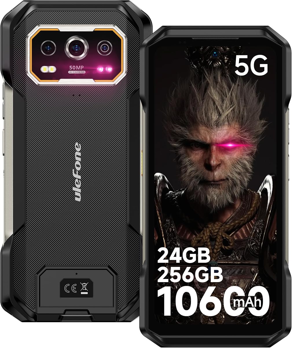 Armor 27 Pro 5G Rugged Phone, 64MP+50MP+50MP Triple Real Camera, 24GB+256GB MTK Dimensity 6300, 10600mAh(33W), 30W Wireless Charging, 6.78" FHD+ 120Hz Corning Gorilla Screen, Android 15 | 30W QI Charging