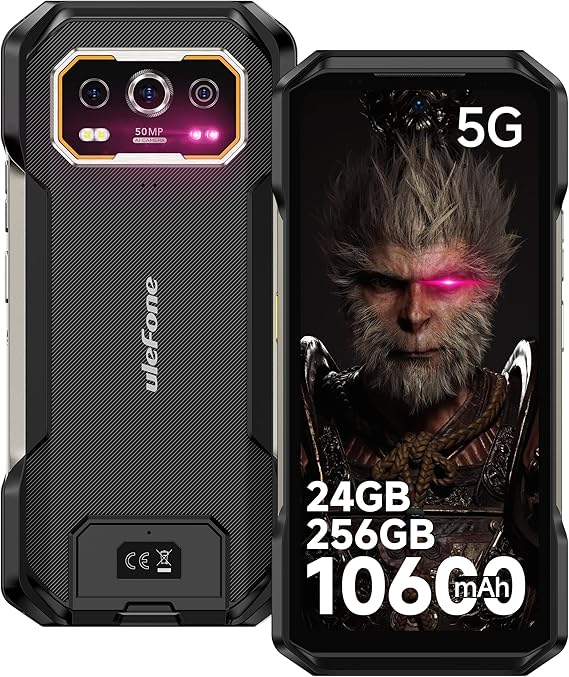 Ulefone Armor 27 Pro 5G Rugged Phone, 64MP+50MP+50MP Triple Real Camera, 24GB+256GB MTK Dimensity 6300, 10600mAh(33W), 30W Wireless Charging, 6.78 FHD+ 120Hz Corning Gorilla Screen, Android 15 | 30W QI Charging