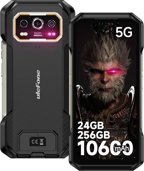 Ulefone Armor 27 Pro 5G teléfono resistente, triple cámara real 64MP+50MP+50MP, 24GB+256GB MTK Dimensity 6300, 10600mAh (33W), carga inalámbrica 30W, pantalla 6.78" FHD+ 120Hz Corning Gorilla, Android 15