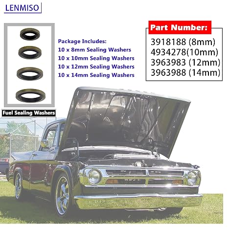 Fuel Sealing Washers Fit for Banjo Bolt 8mm 10mm 12mm 14mm Compatible with Dodge Cummins Fuel System Replace 3918188 4934278 3963983 3963988 (40pcs,Each of 10)