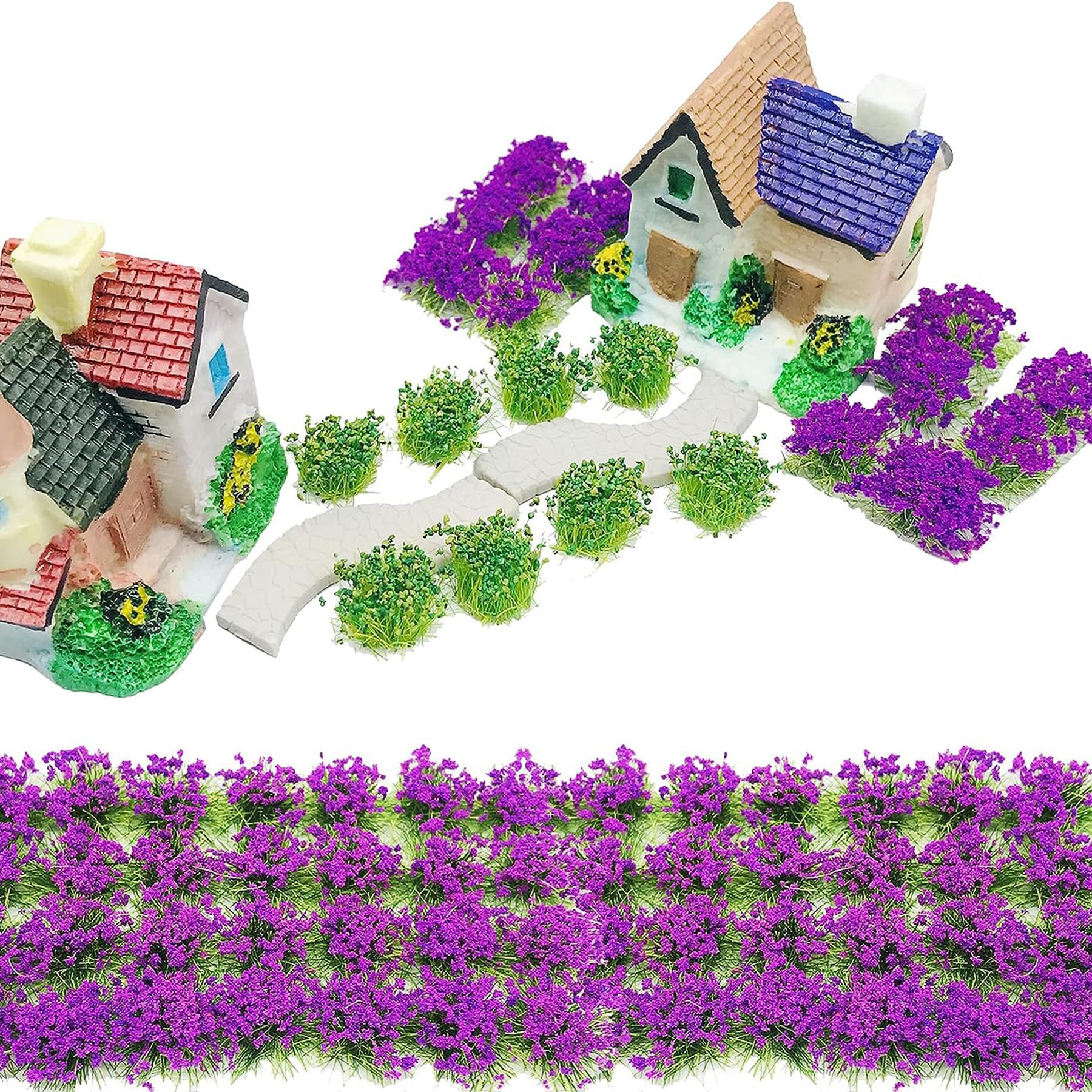 Cayway 28 PCS Flower Cluster Model Flower Vegetation Groups Grass Tufts Set - Image 3