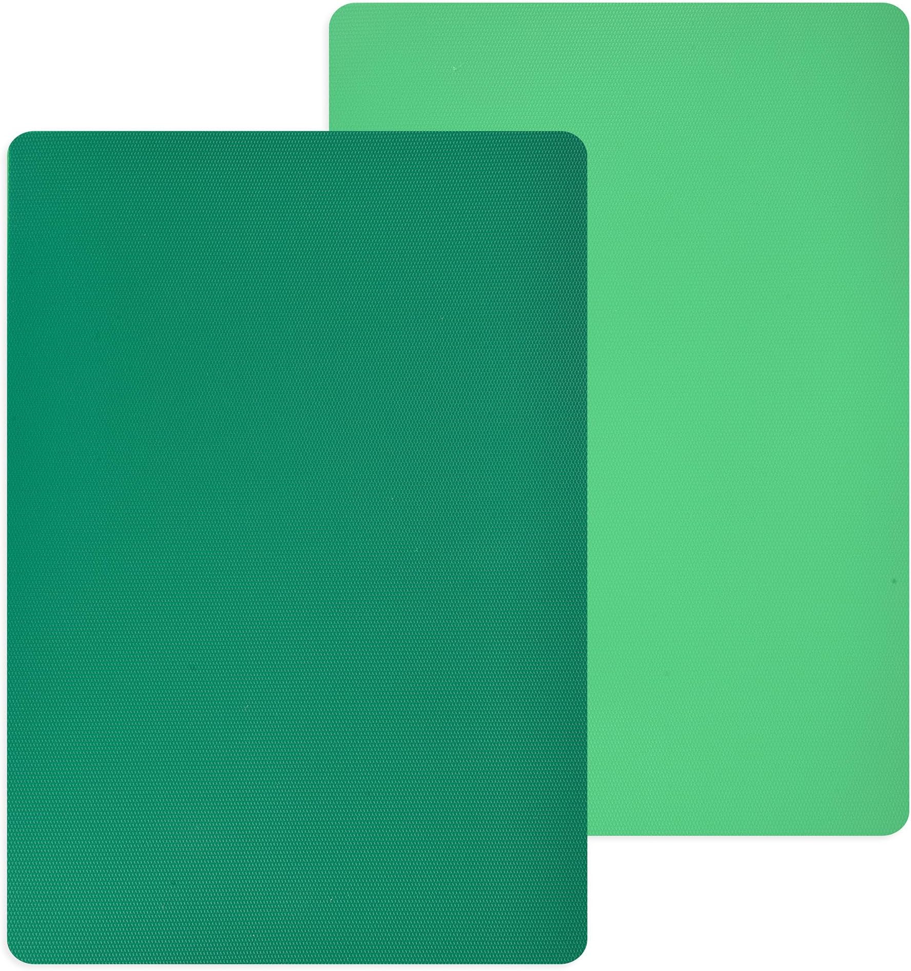Kuber Industries Chopping Mat | Flexible Plastic Cutting Mat | Back Textured | Kitchen | Vegetables | Cooking | 2 Pieces Set | Green