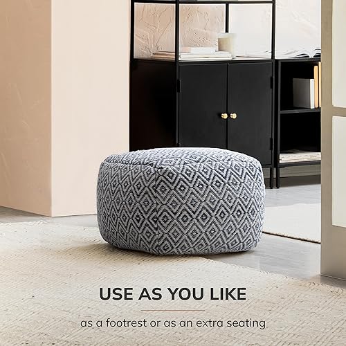 Miniatura 7 de Anji Mountain Puf otomano de 22 x 22 x 16 pulgadas, hecho a mano y hecho a mano, cómodo puf otomano para descansar los pies y decoración del hogar