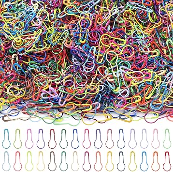 Ysleen 1500 Pcs Calabash Crochet Stitch Markers Bulb Safety Pins Crocheting Assorted Pear Shaped Metal Knitting Pins for Sewing Clothing DIY Craft Making, 0.9 x 0.4 InchesMulticolor