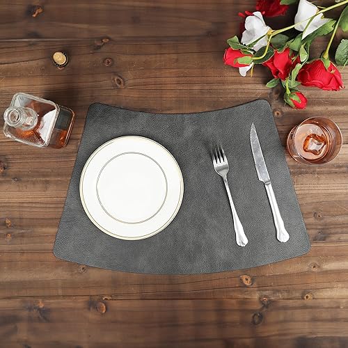 Miniatura 5 de fanquare Manteles individuales redondos de poliuretano de 19 x 12 pulgadas, manteles individuales de grano de vaca para mesa de comedor redonda,