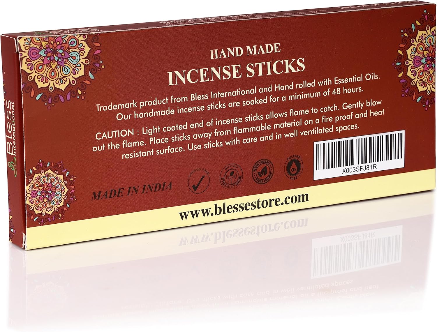Bless-Cinnamon 100%-Natural-Handmade-Hand-Dipped-Incense-Sticks Organic-Chemicals-Charcoal-Free Purification-Relaxation-Positivity-Yoga-Meditation Best-Woods-Scent (100 Sticks(5.25 OZ)) - Image 3