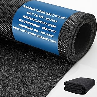 Garage Floor Mats for Under Car 7'5"x 8'5" - Premium Felt + Waterproof Backing Oil Absorbent Non-Slip Reusable Pad for Golf Cart Workshop Small Vehicle Parking Protects Surfaces Transforms Garage