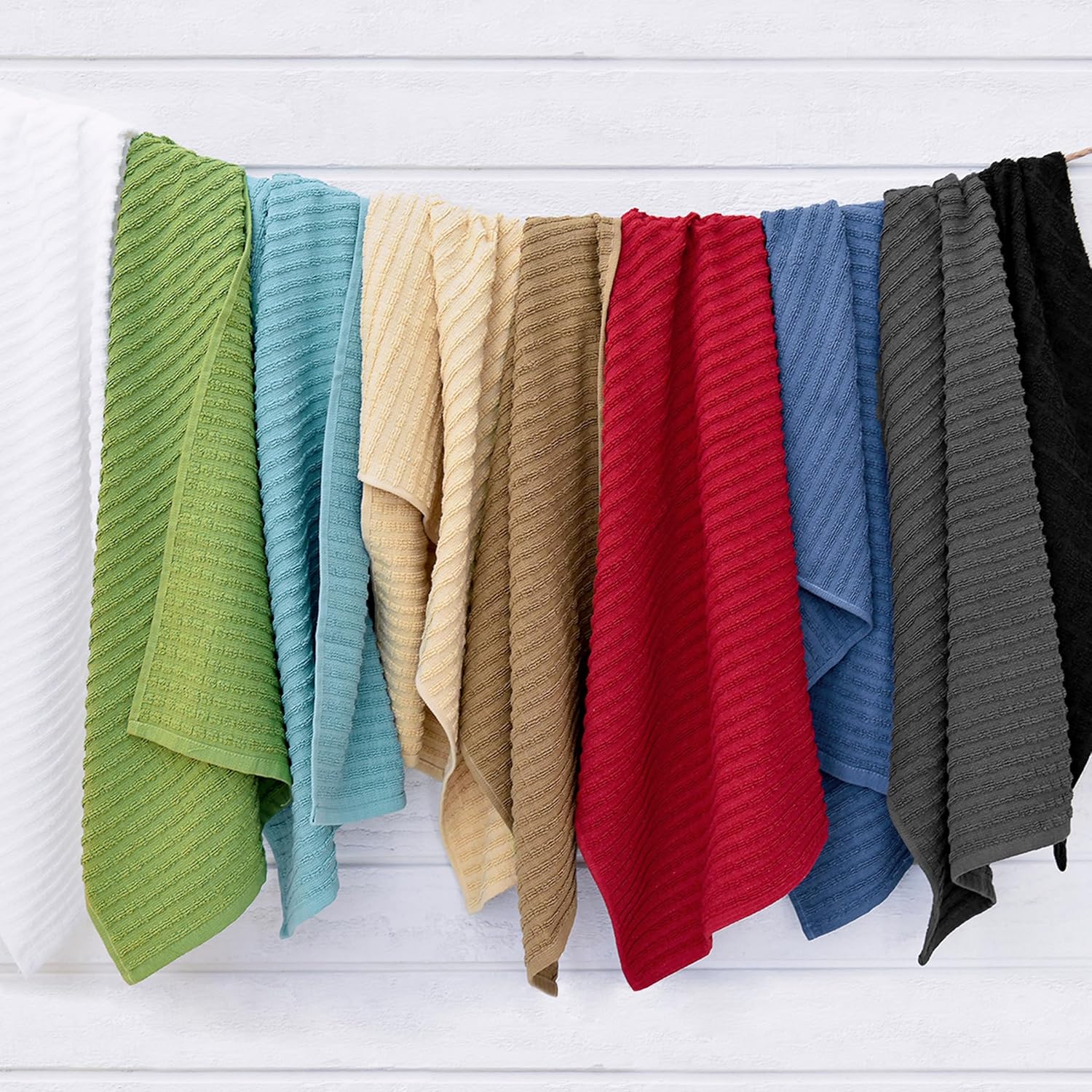 Ritz Royale Collection 100% Combed Terry Cotton, Highly Absorbent, Oversized Kitchen Towel Set, 28" x 18", 2-Pack, Solid, Federal Blue - Image 7