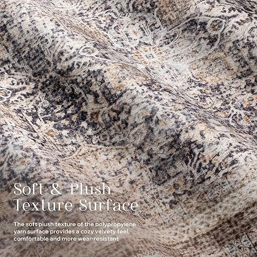 Miniatura 127 de Phantoscope Vintage Collection - Alfombra de área de 8 x 10 pies, alfombra grande para sala de estar, lavable, bohemio, antideslizante
