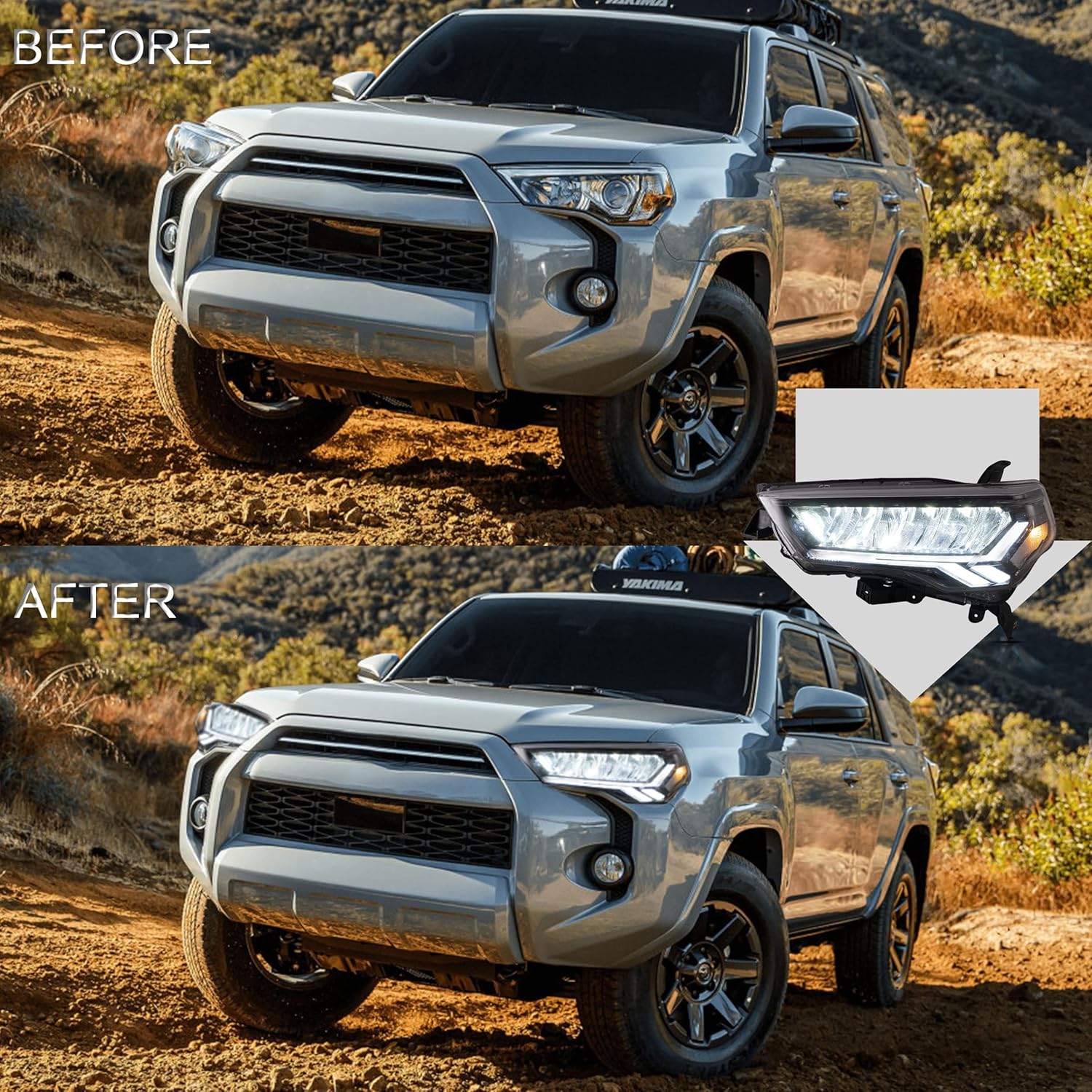 VLAND Headlights Fit for 2014-2023 Toyota 4Runner TRD, Limited, Off-Road, SR5, Sport, Nightshade, Front light with Dynamic Startup DRL and Sequential Turn Signal, Reflection Bowl Clear Headlamp
