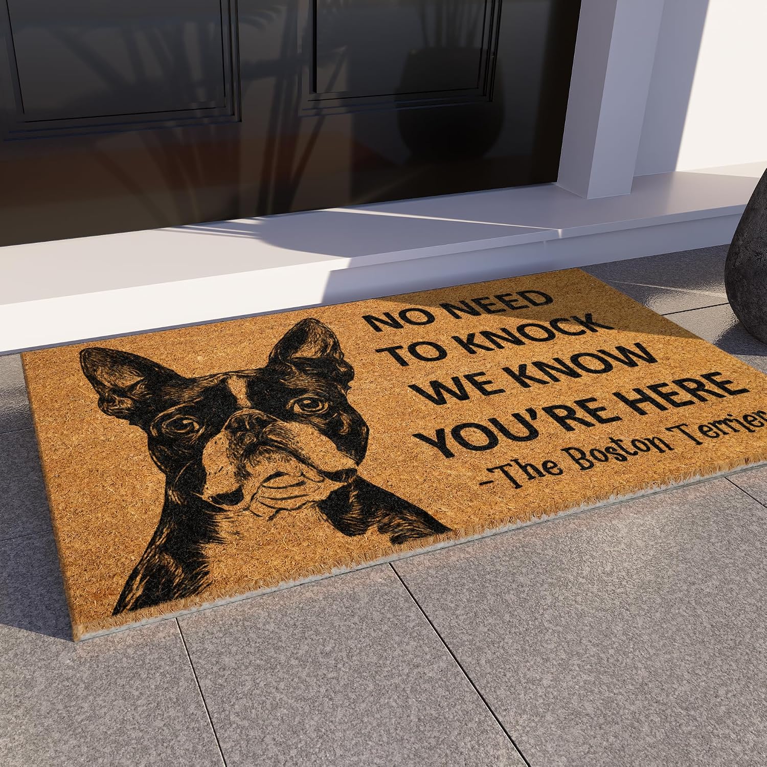 Boston Terrier Door Mat, Boston Terrier We Know You are Here Door Mats, Funny Doormat, Boston Terrier Welcome Coir Mats