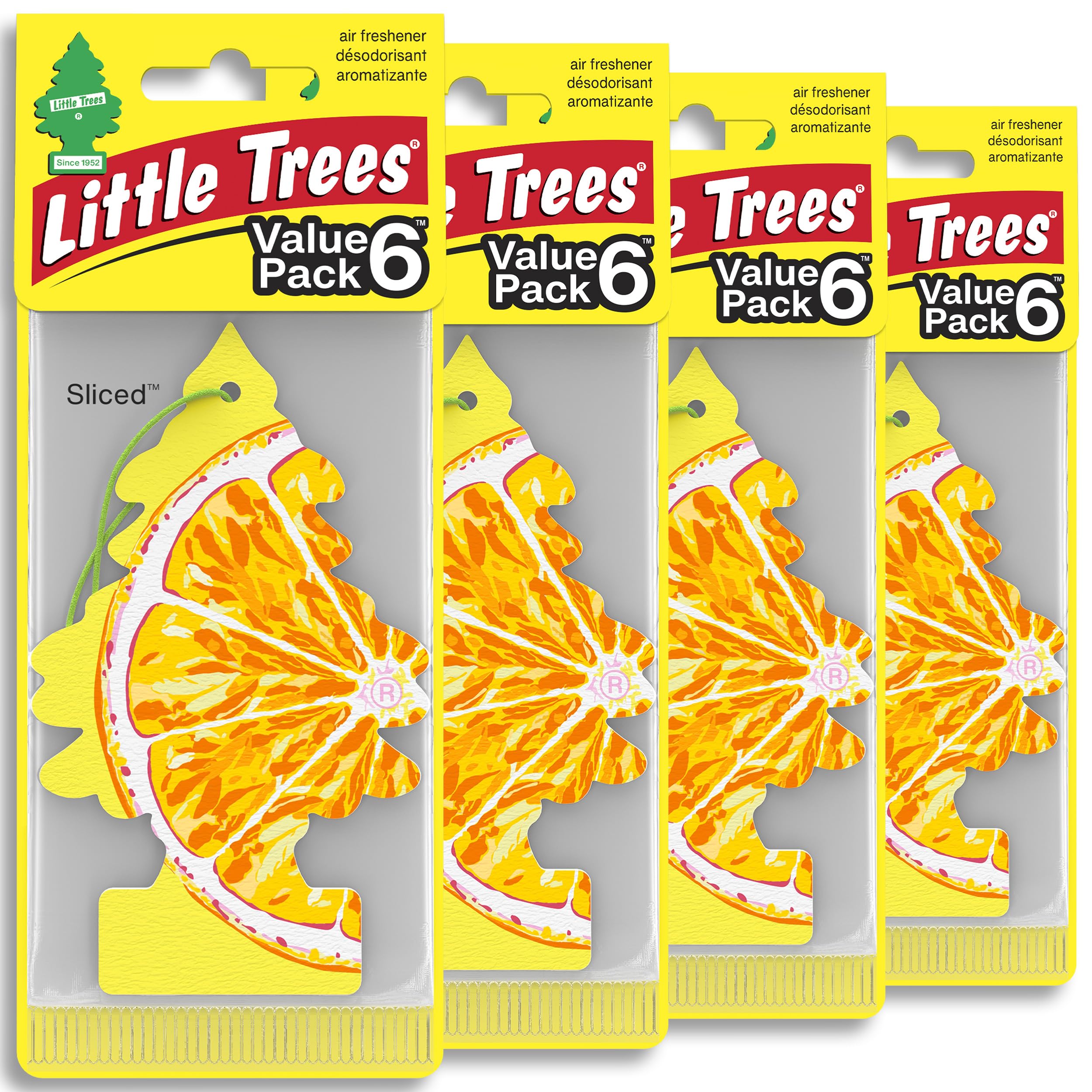 LITTLE TREES Car Air Freshener | Hanging Tree Provides Long Lasting Scent for Auto and Home | 24 Air Fresheners |Sliced Sliced 4 Count (Pack of 6)