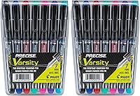 Vista 8 de PILOT Precise Varsity - Plumas fuente precargadas, de punta media de acero inoxidable, tintas negra/azul/violeta, 3 unidades (90022)