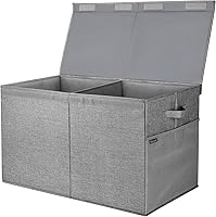 Vista 1 de BALEINE Fabric Storage Bins with Lid, Collapsible Extra Large Storage Boxes Bins Baskets with Divider for Home Organizing (25"x13"x16", Grey)