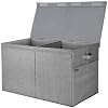 BALEINE Fabric Storage Bins with Lid, Collapsible Extra Large Storage Boxes Bins Baskets with Divider for Home Organizing 25x13x16, Grey