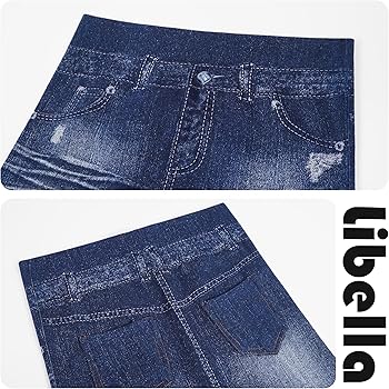 Leggings De Mezclilla Imitación Con Efecto Moldeador ¡Cintura Alta Y Rayas Verticales! Ideales Para Yoga, Diario O Salir